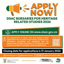 Apply for the DSAC Bursaries for Heritage Related Studies 2026. Full funding for heritage, archaeology, conservation and IKS students.